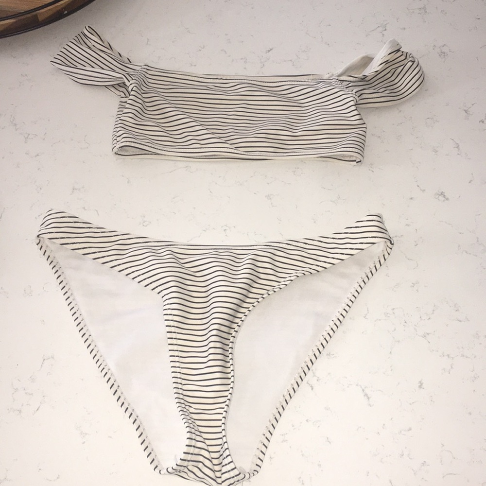 Boohoo striped high leg bikini
